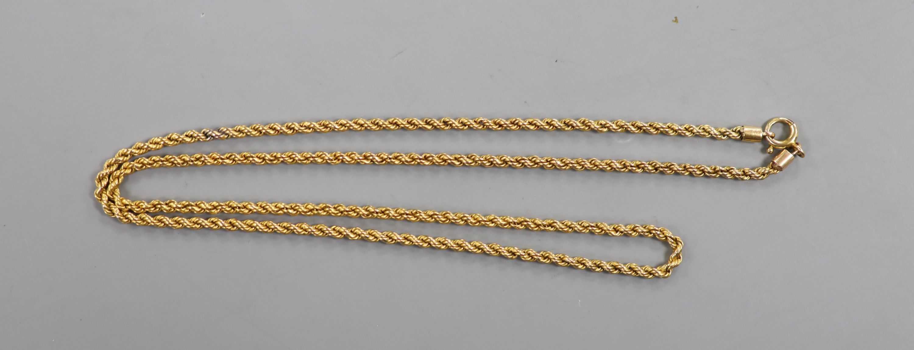 A 9ct rope twist chain, 44cm, 8.2 grams.